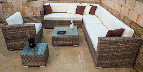 Ragnarök-Möbeldesign PolyRattan Lounge DEUTSCHE Marke - EIGNENE Produktion - 8 Jahre GARANTIE Gartenmöbel Alu