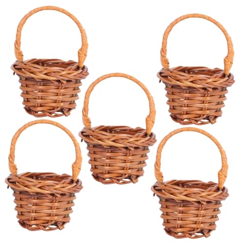Toyvian Kleiner 5 Stück Kleiner Geflochtener Handkorb aus Natürlichem Rattan Vielseitig als Dekoration Fotorequisite für Zuhause