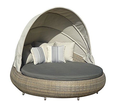 Dehner Sun-Lounger Florida, rund, ca. 220 x 160 x 159 cm, Aluminium/Polyrattan, braun/grau