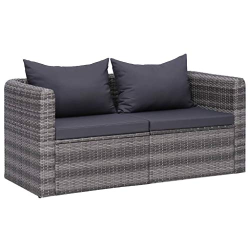 vidaXL 2X 2 Sitzer Gartensofa Sofa Sessel Gartensessel Gartenmöbel Sitzgarnitur Gartenset Gartengarnitur Poly Grau