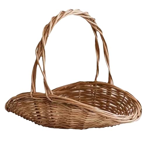 Rattankorb mit, Gartenkörbe Gemüse, tragbarer Korb Blumen, Neuer geflochtener Mehrzweckkorb für Picknick, Obstaufbewahrung, Unter Dem Bett Rollende (A, One Size)
