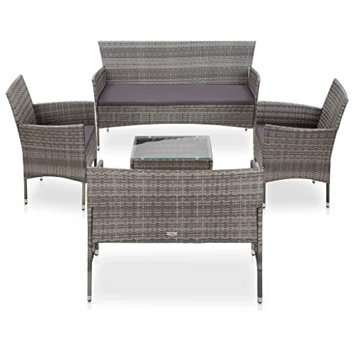 Tidyard 5 TLG.Polyrattan Garten Lounge Set Möbel Set Gartenmöbel Sitzgruppe Möbelsets 1 x 3 Sitzer Sofa,1 x 2 Sitzer Sofa,2 x Sessel,1 x Couchtisch,4 x Sitzpolster