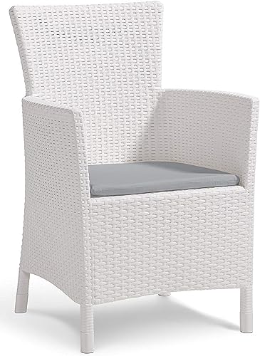 Allibert Dining Sessel Iowa, Weiß, Stuhl Kunststoff, bequeme und robuste Kunststoffstühle Garten