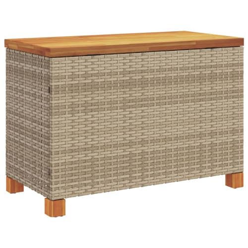Festnight Auflagenbox Rattan Wasserdicht Garten-Aufbewahrungsbox 80x40x48 cm Gartenschrank Wetterfest Gartenbox Box Outdoor Truhe Balkon Aufbewahrungstruhe Sitzauflagen Box Wasserdicht Beige