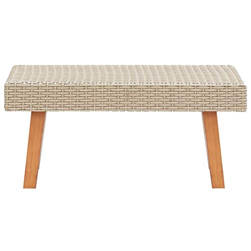 Tidyard Garten Gartentisch Beistelltisch Teetisch Balkontisch Kaffeetisch Gartenmöbel Rattantisch Sofatisch Sideboard Poly Beige 70x50x33cm,Eukalyptus Teakholzoptik