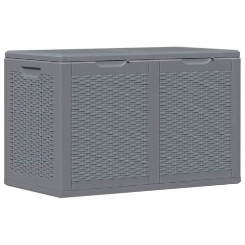 vidaXL Gartenbox, Auflagenbox mit Stauraum, Kissenbox für Garten Terrasse Balkon, Aufbewahrungsbox Gartentruhe, Grau PP Rattan 180L