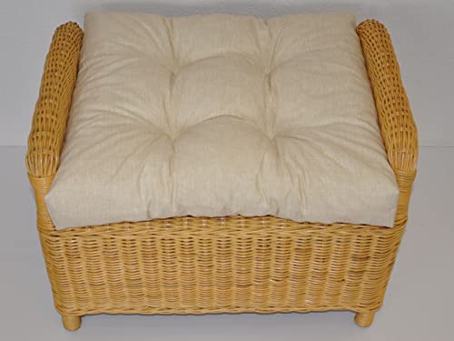 Premium Qualität - Polster/Kissen/Ersatzpolster für Rattan Ohrensessel/Rattansessel, Hockerkissen, Color beige