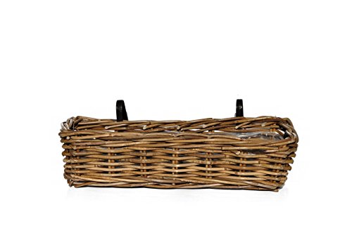 Balkon Übertopf aus Rattan, Ivyline BPRG46, 46 cm, grau