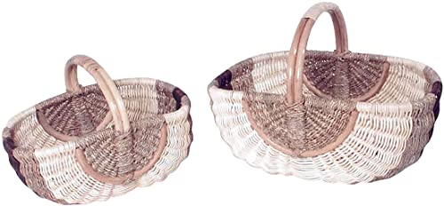 Kobolo Rattankorb Einkaufskorb geflochten Set - zwei Größen - Natur Braun