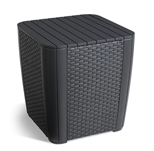 Allibert by Keter Luzon Flat Wicker, Graphit, Deckel abnehmbar, Stauraum, Kunststoff, Flache Rattanoptik