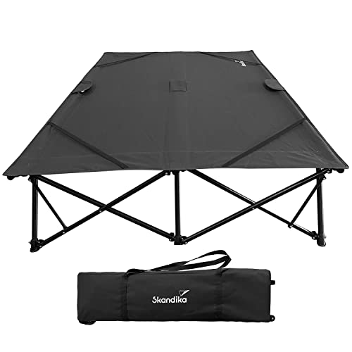 Skandika Campingliege Bodo| Doppelliege für 2 Personen, Sonnenliege klappbar, 250 kg belastbar, Faltbare Gartenliege wetterfest, Gästebett | Liege Camping für Outdoor, Balkon, Garten