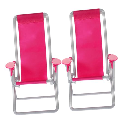 OFFSCH 2Stücke Mini Loungesessel Faltbare Strandliege Für Gartendekoration Puppenhaus Zubehör Für Wohnkultur Und Landschaftsdesign Simulierte Klappstühle