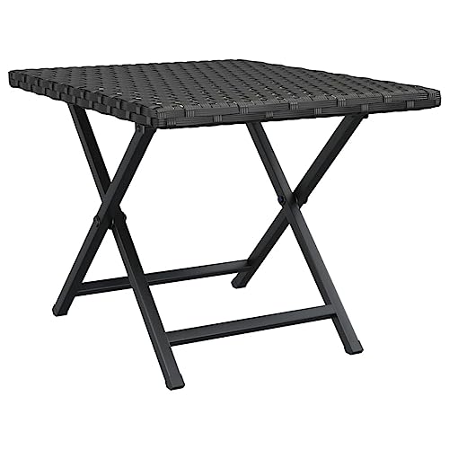 Mokuyary Klapptisch Schwarz 45x35x32 cm Poly Rattan Gartentisch Balkontisch Esstisch, Outdoor Tisch Partytisch für Garten Terrasse Balkon