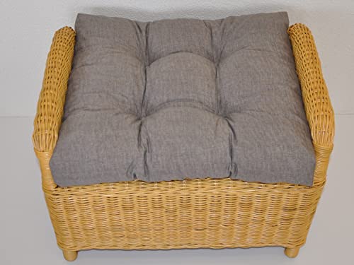 Premium Qualität - Polster/Kissen/Ersatzpolster für Rattan Ohrensessel/Rattansessel, Hockerkissen, Colore Grigio (dunkel grau)