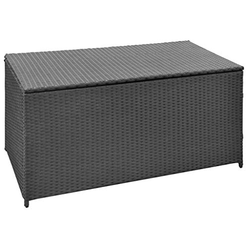 vidaXL Aufbewahrungsbox Poly Rattan Schwarz Auflagenbox Gartentruhe Kissenbox