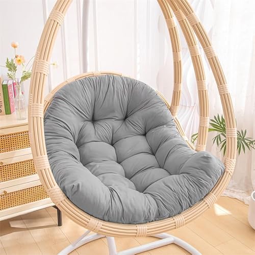 GYCS Schaukelstuhlkissen, Hängesessel Kissen, Polster, Auflage Für Polyrattan Rattan Hängeschaukel, Sitzauflage Für Hängekorb Runde Sitzkissen, Verdicktes Hängesessel-Kissen,Ash,80X110cm